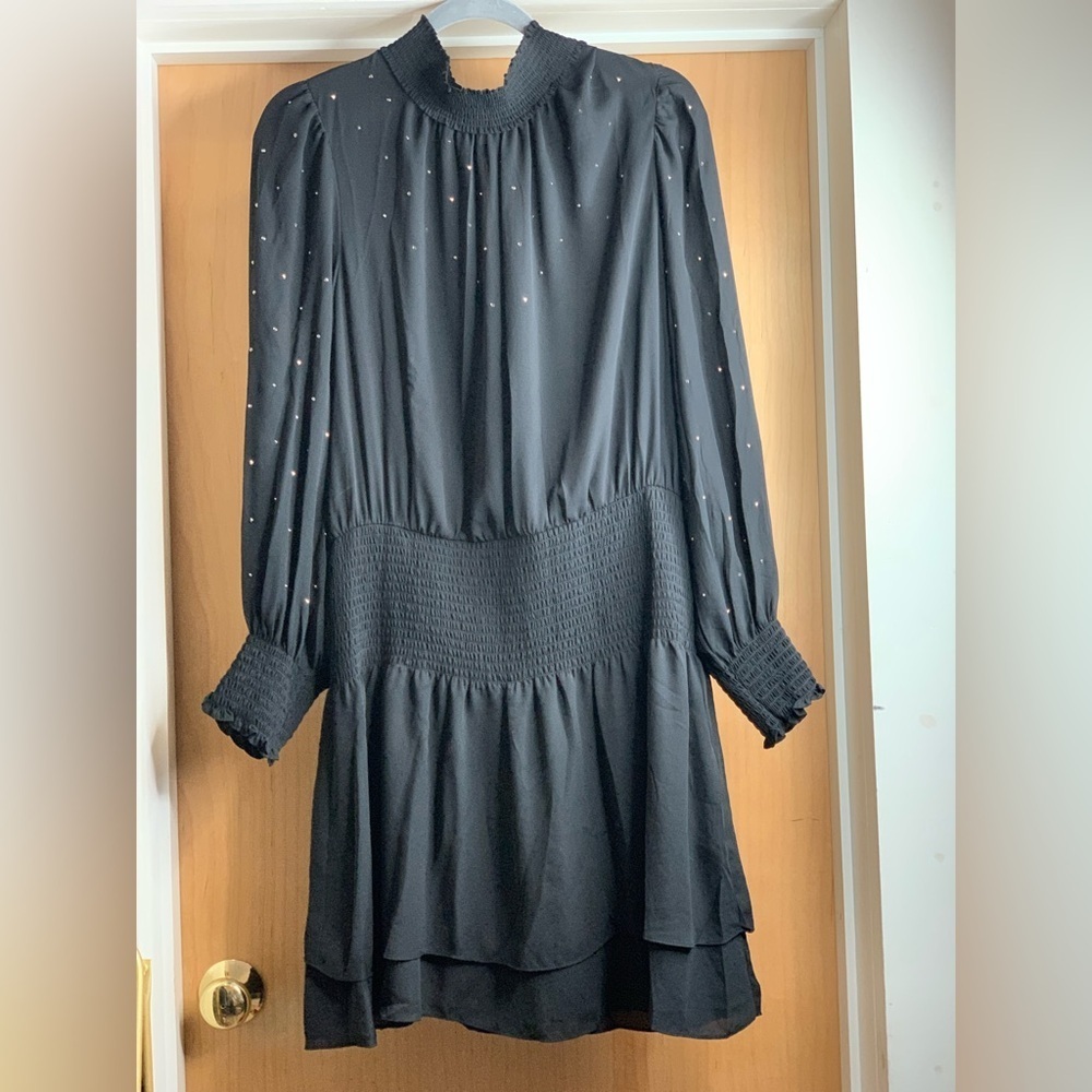 White House Black Market Gemmed  Long Sleeve Elastic Waist Dress.   Size-XLP - Picture 3 of 5